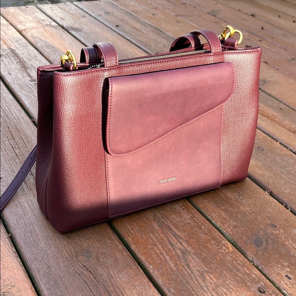 Pixie Mood Burgundy Satchel with Gold Hardware
